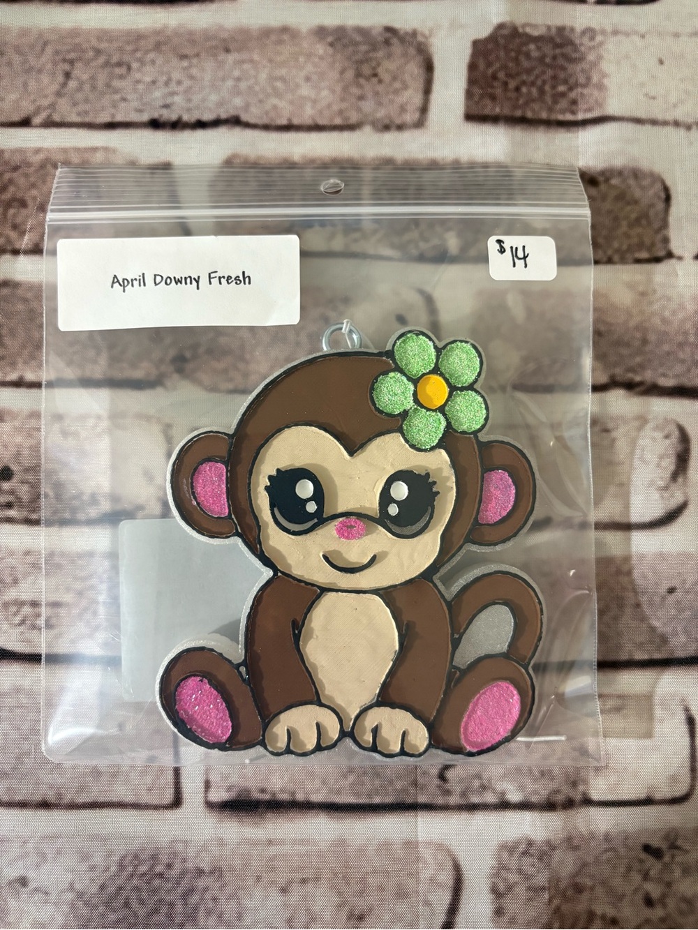 Cute Monkey car freshie- scent April Downy Fresh
